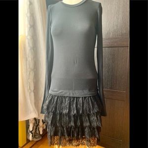 Black long sleeve Theory dress.